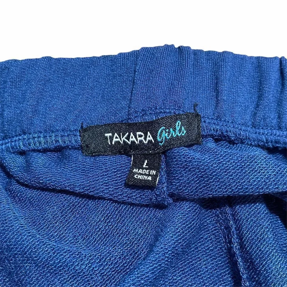Takara Girls Blue French Terry Cropped Sweatpant L
